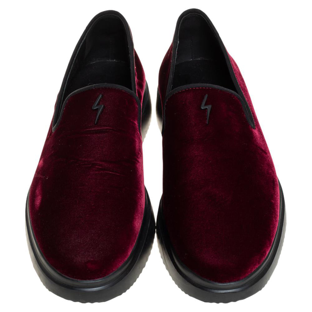 Giuseppe Zanotti Burgundy Velvet Slip On Sneakers