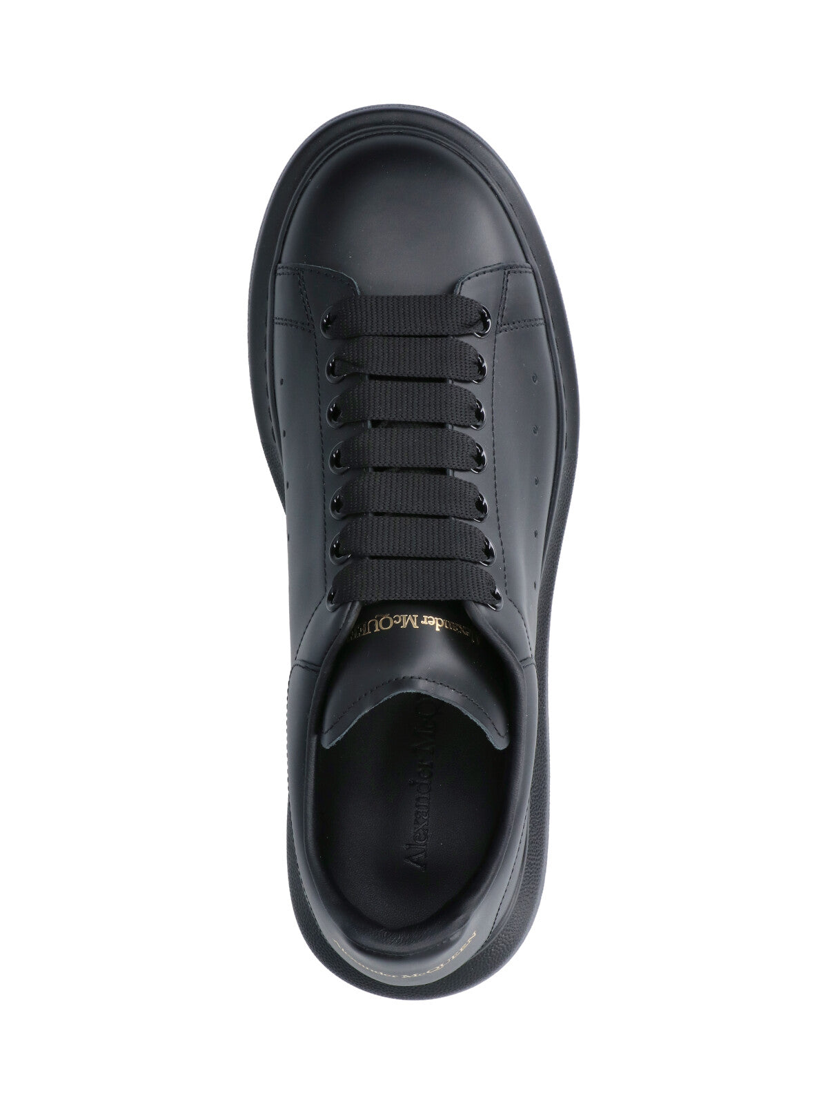 Black Oversized Smooth Leather Platform Sneakers