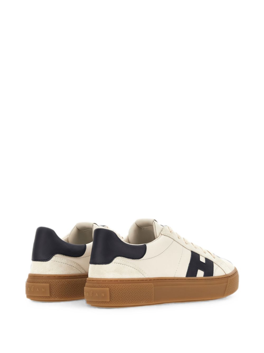 Cream Low-Top Black Accent Sneakers