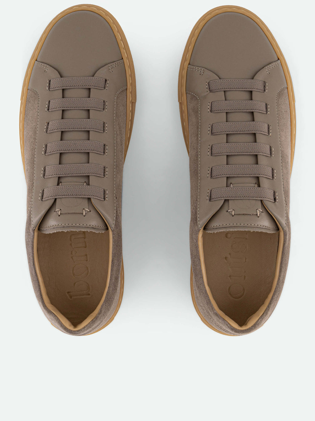 Brown Suede Low-Top Sneakers with Smooth Overlays