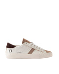 Low-Top White Leather Sneakers with Beige Suede Accents