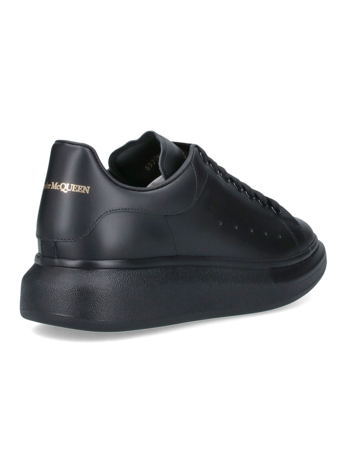 Black Oversized Smooth Leather Platform Sneakers