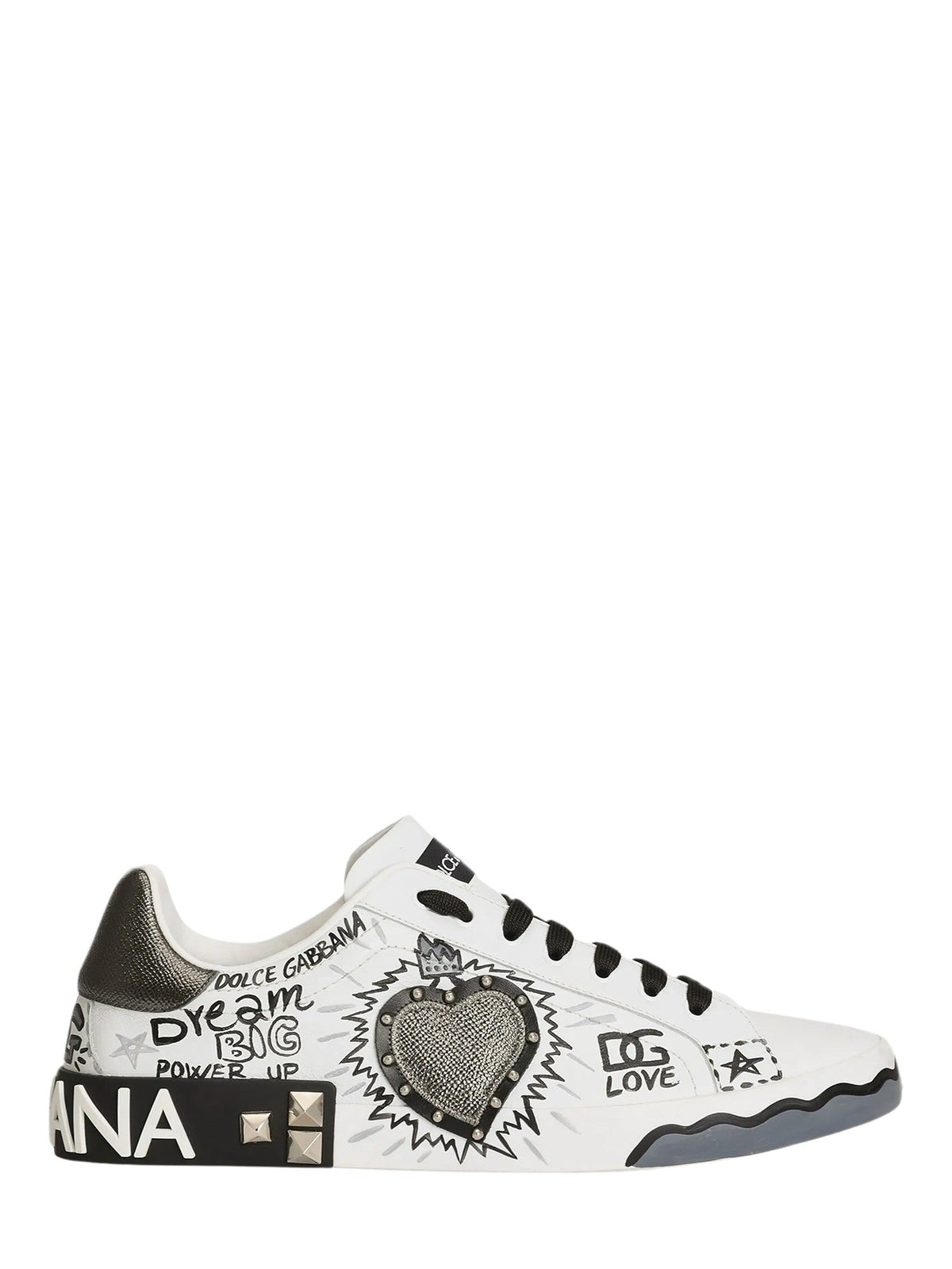 Low-top Sneakers with Graffiti Print and Metallic Accents