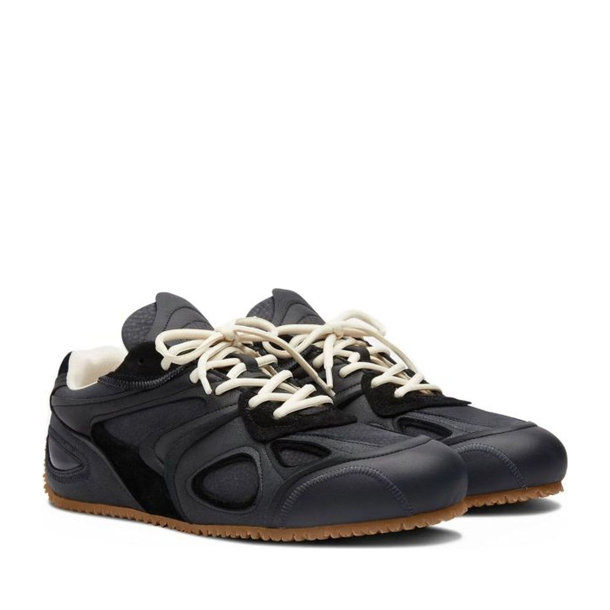 Black Slow Runner Layered Panel Padded Collar Sneakers
