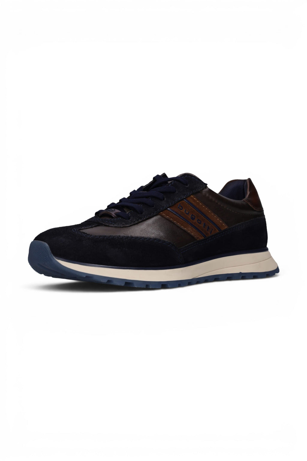 Bugatti Men's Navy Blue Leather Lace-Up Trainer Sneaker Shoes - Timon