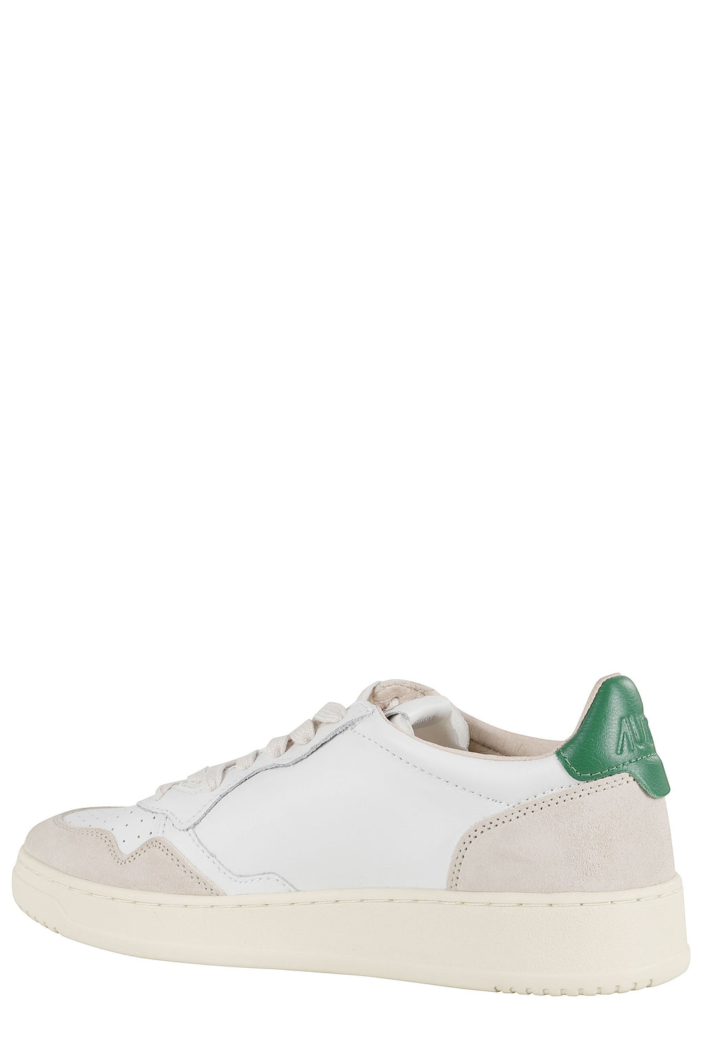Medalist Low White and Green Suede Leather Sneakers