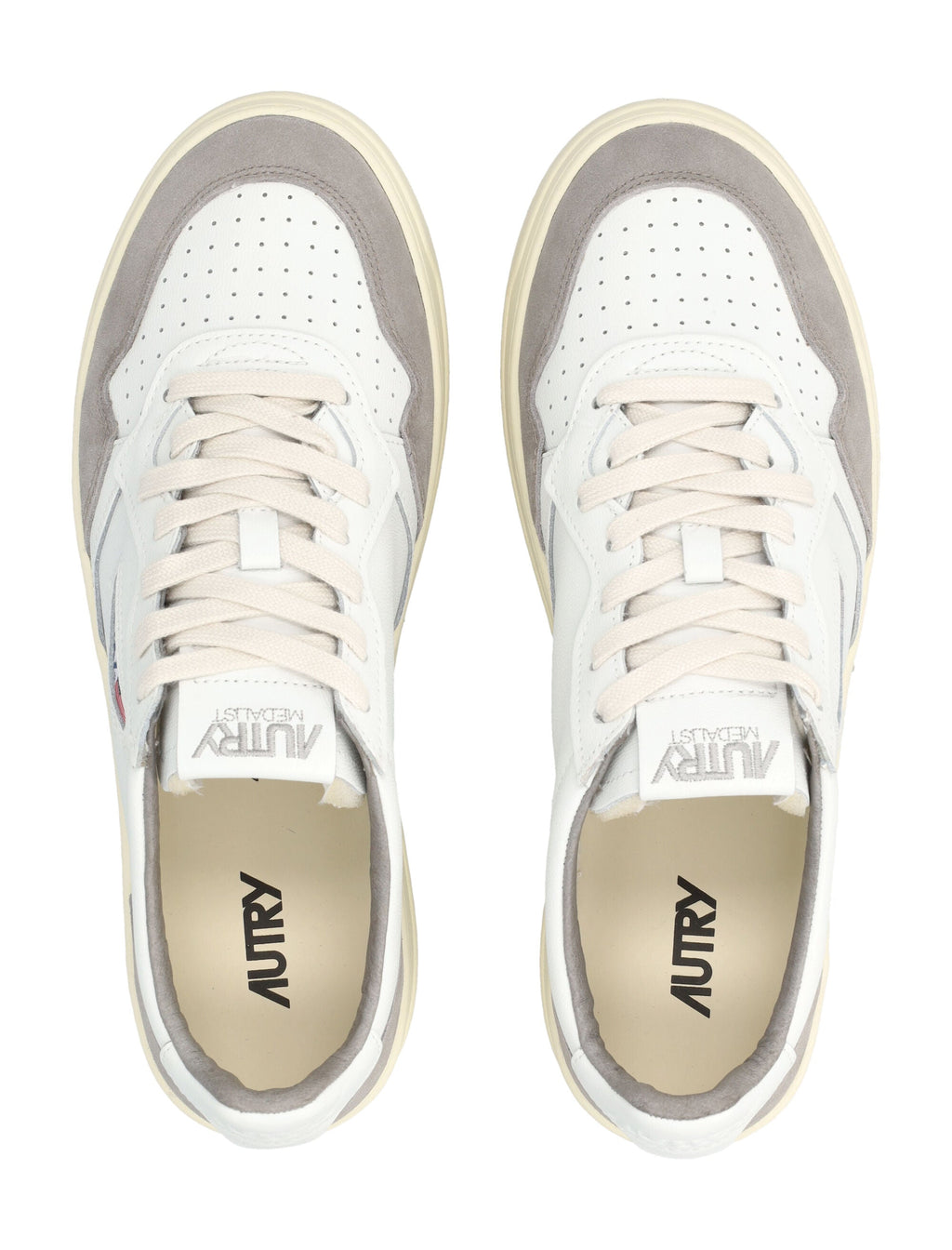 Low-Top Sneakers with Smooth and Perforated Leather Design