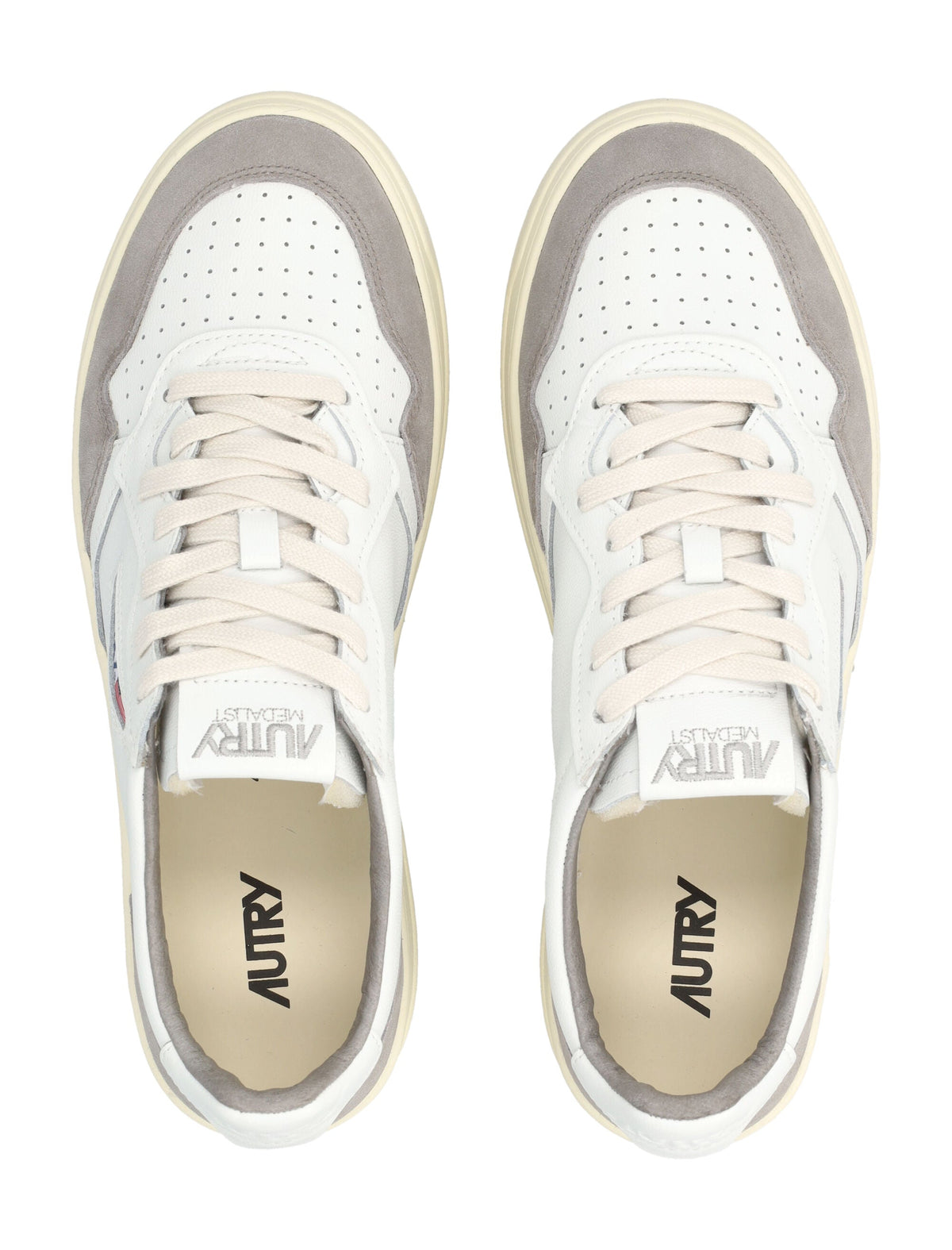 Low-Top Sneakers with Smooth and Perforated Leather Design
