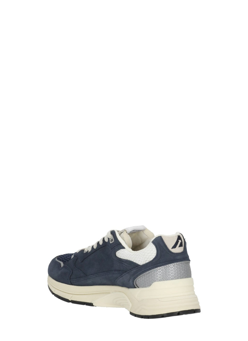 Blue Pebbled Leather Contrasting Details Low-Top Sneakers