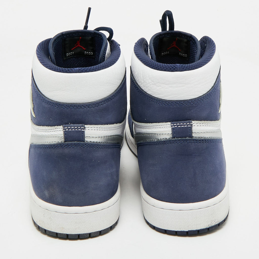 Air Jordans Navy Blue/white Suede And Leather Jordan 1 Retro High Co.jp Midnight Navy Sneakers