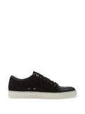 Low-Top Black Suede Sneakers with Smooth Leather Toe Cap
