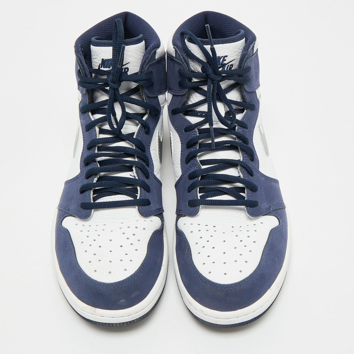Air Jordans Navy Blue/white Suede And Leather Jordan 1 Retro High Co.jp Midnight Navy Sneakers