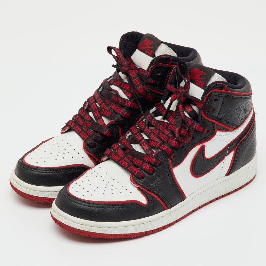 Air Jordans Black/white Leather Jordan 1 Retro High Bloodline Sneakers
