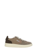 Brown Suede Branded Accents Low-Top Sneakers