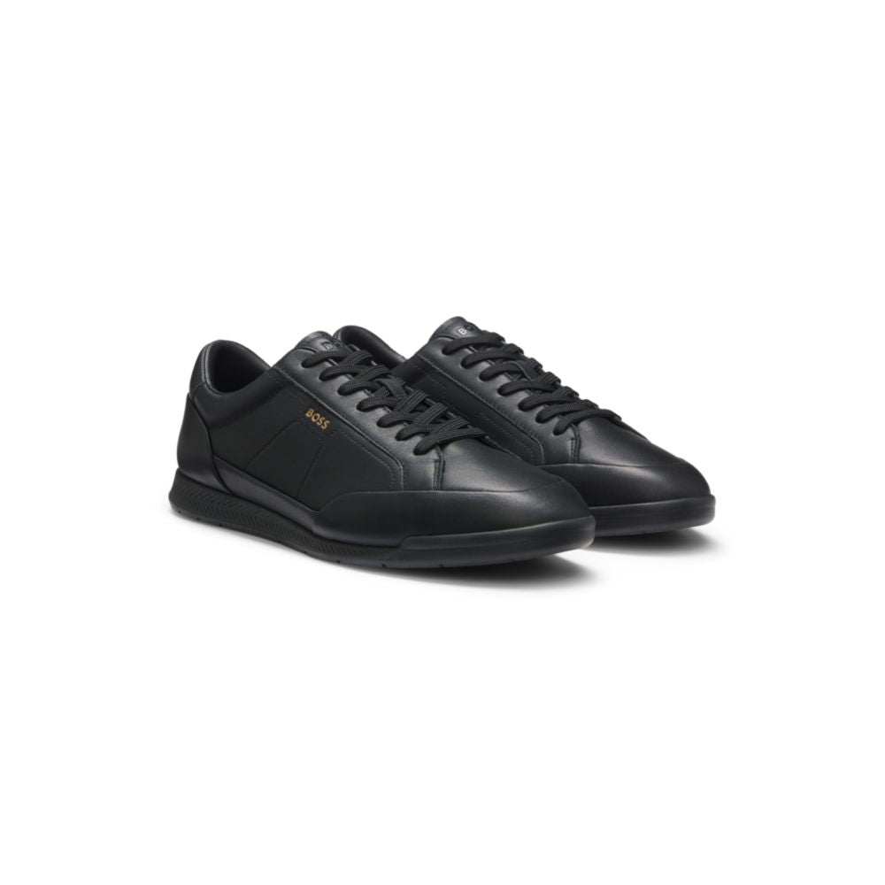 Leather sneakers with foil logo