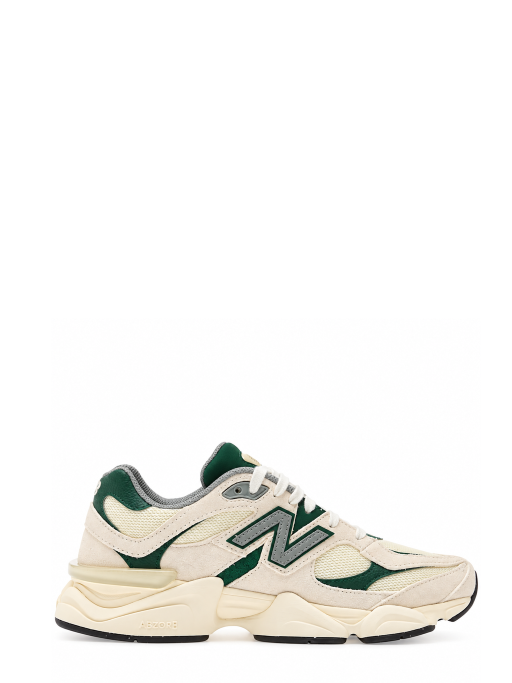 Green 9060 Layered Leather Mesh Sneakers