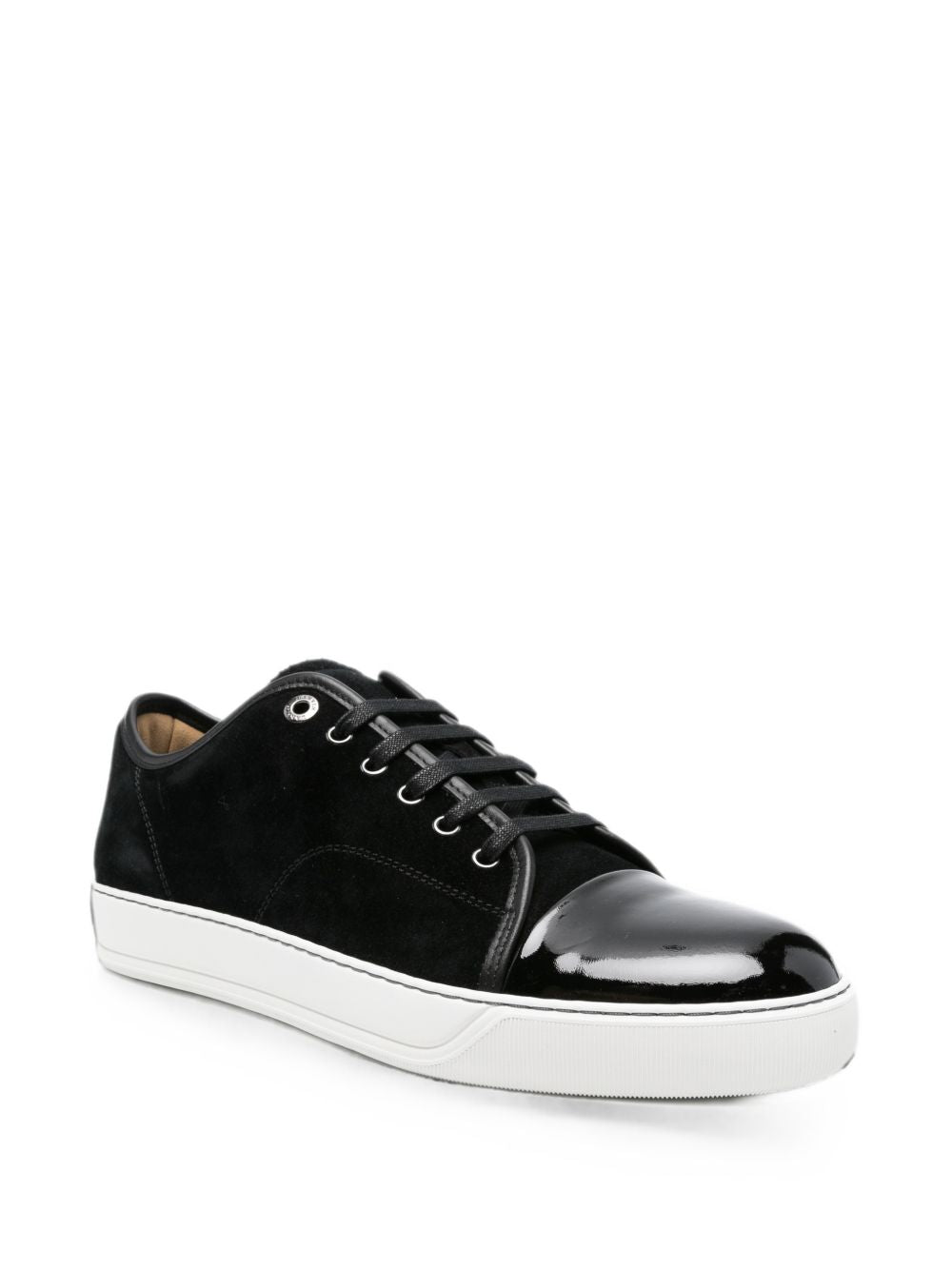 Black Suede Patent Leather Sneakers
