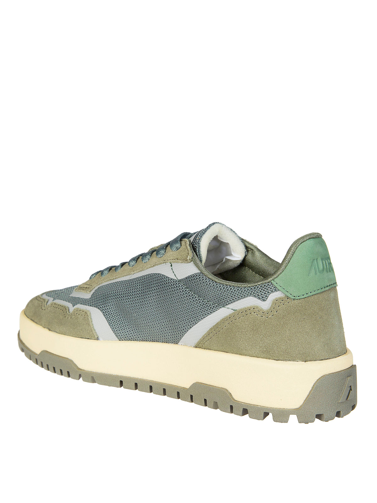 Green Mesh Suede Panels Sneakers