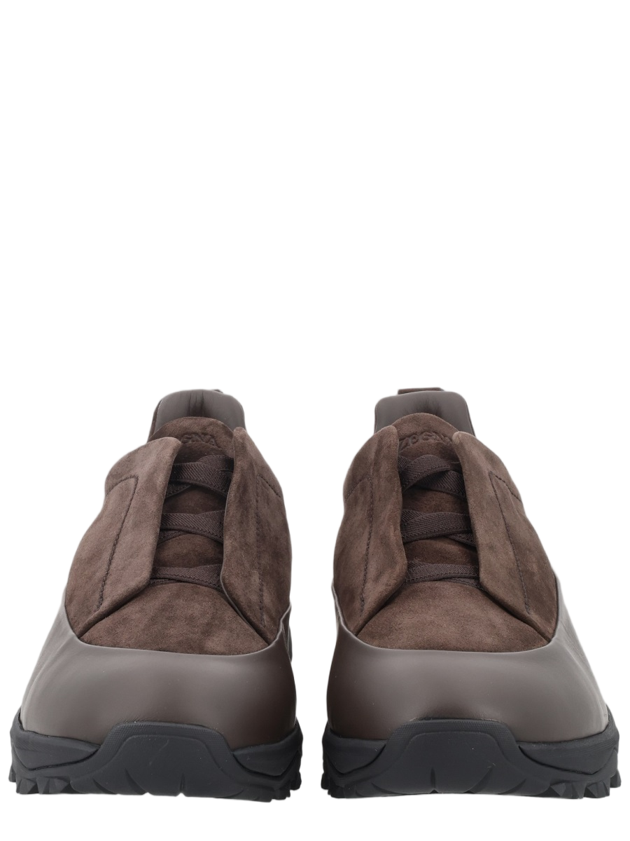 Brown Calf-Cow Leather Low-Top Sneakers