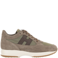 Beige Green Interactive Suede Nylon Sneakers