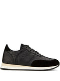 Black Jimy Textured Suede Accents Leather Sneakers