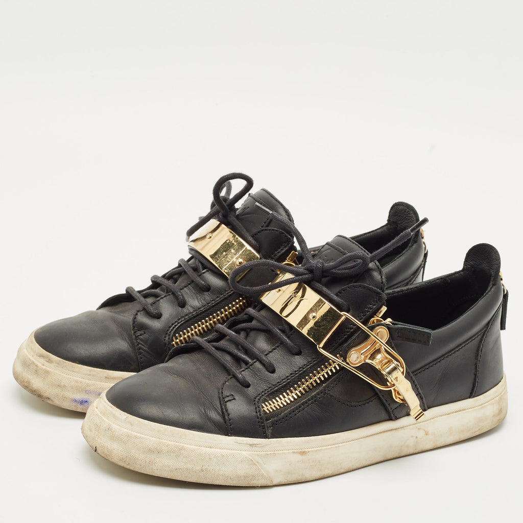 Giuseppe Zanotti Black Leather Low Top Sneakers