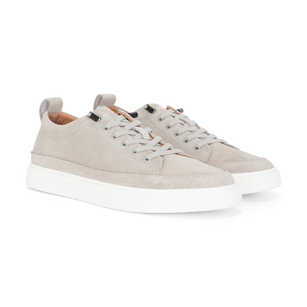 Justin Reess Mens Grey Suede Leather Trainers Sneakers - Josh