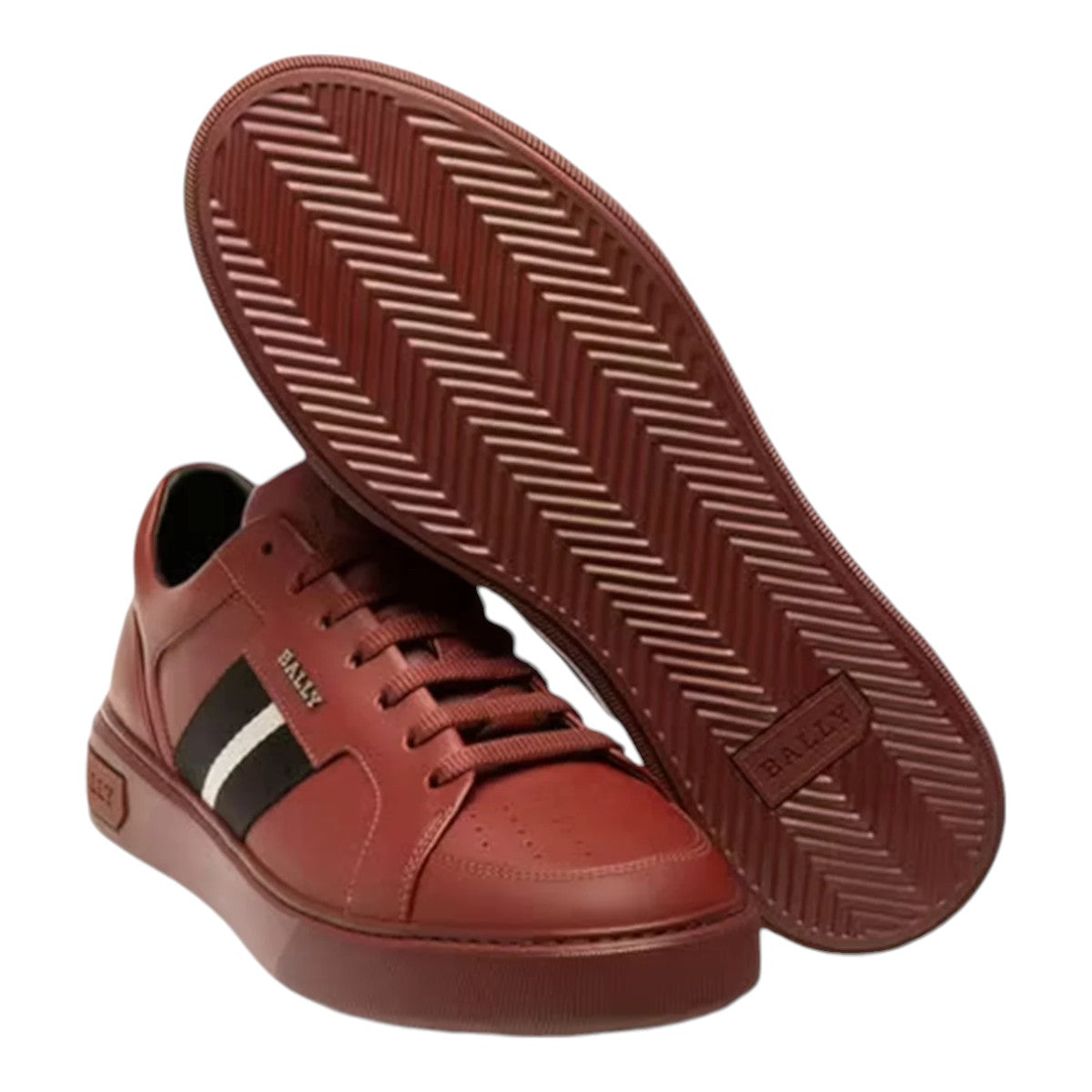 Bally Moony 6239623 Men's Heritage Red Calf Plain Leather Sneakers
