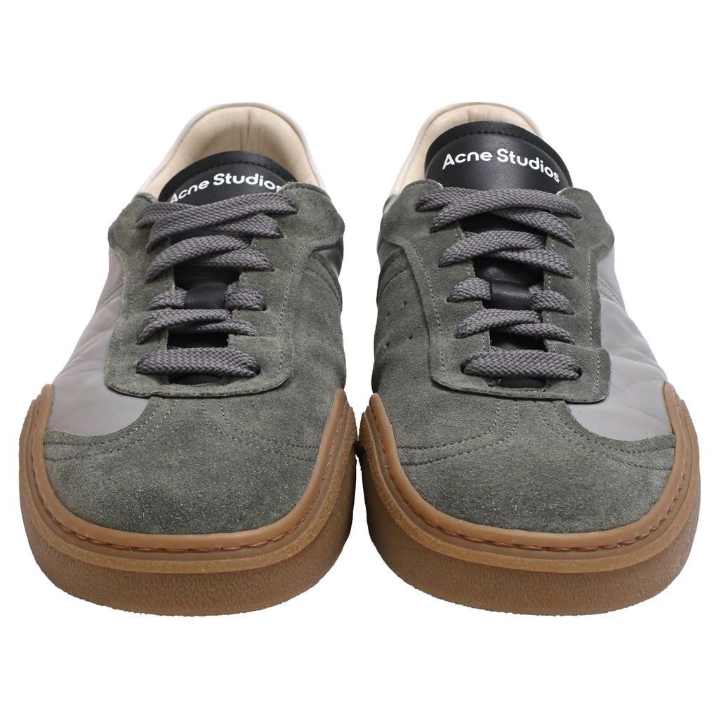 Acne Studios Bars Low-Top Sneakers in Grey Leather and Suede