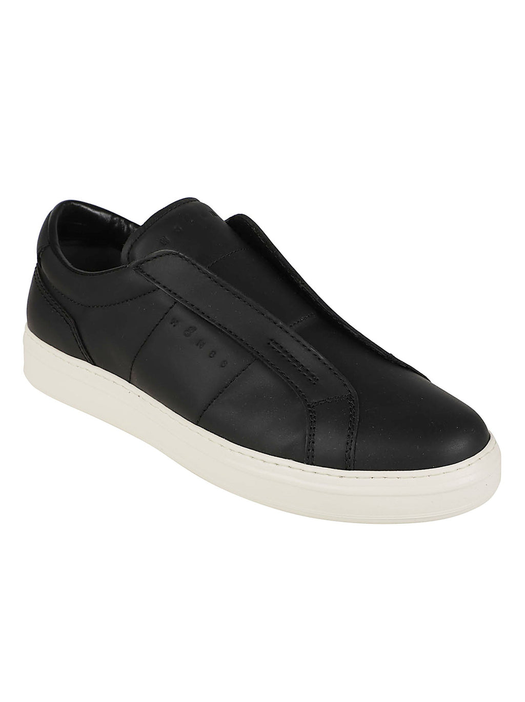 H668 Laceless Black Calf Leather Slip-On Sneakers