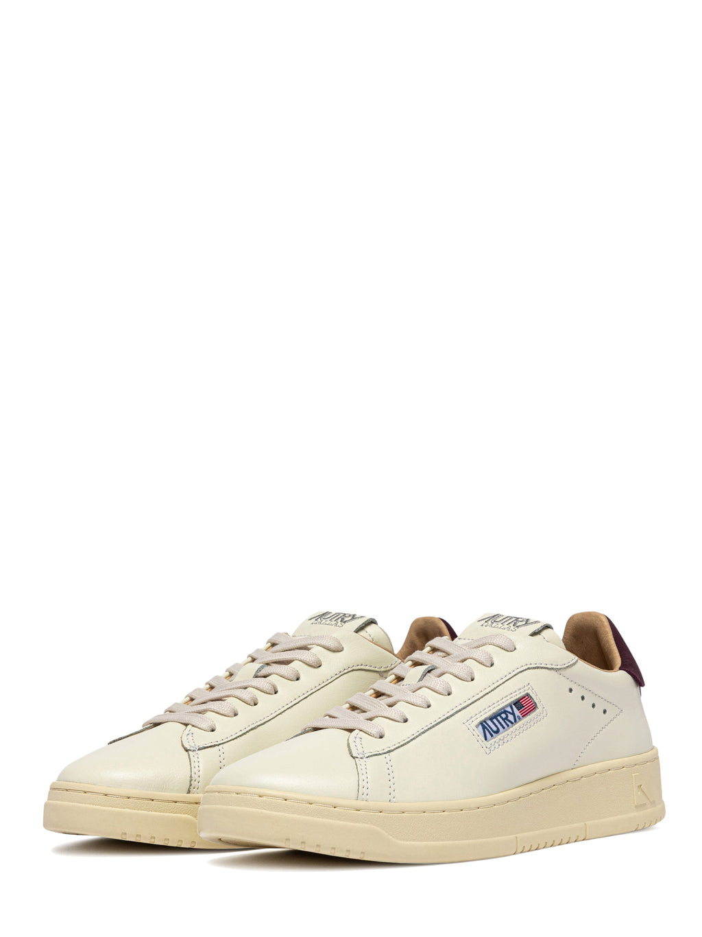 Low-Top Leather Sneakers with Suede Heel Tab