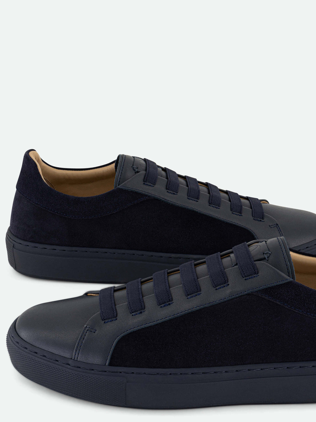 Low-Top Sneakers with Suede Side Panels and Rubber Sole