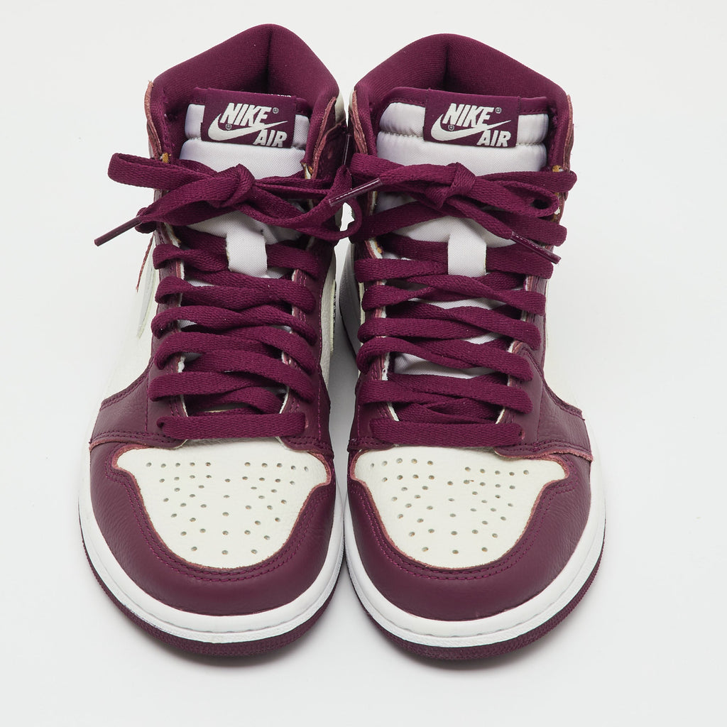 Air Jordans Burgundy/white Leather Jordan 1 Retro High Bordeaux Sneakers