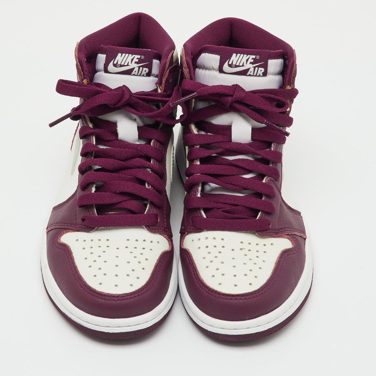 Air Jordans Burgundy/white Leather Jordan 1 Retro High Bordeaux Sneakers