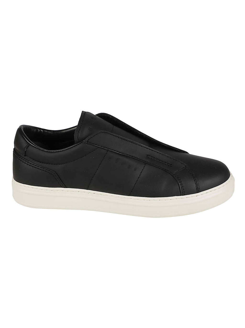 H668 Laceless Black Calf Leather Slip-On Sneakers