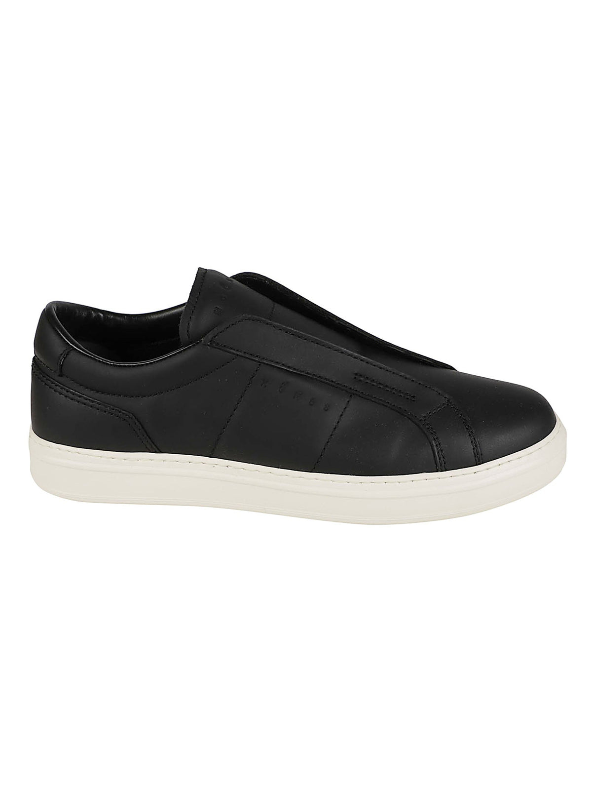 H668 Laceless Black Calf Leather Slip-On Sneakers
