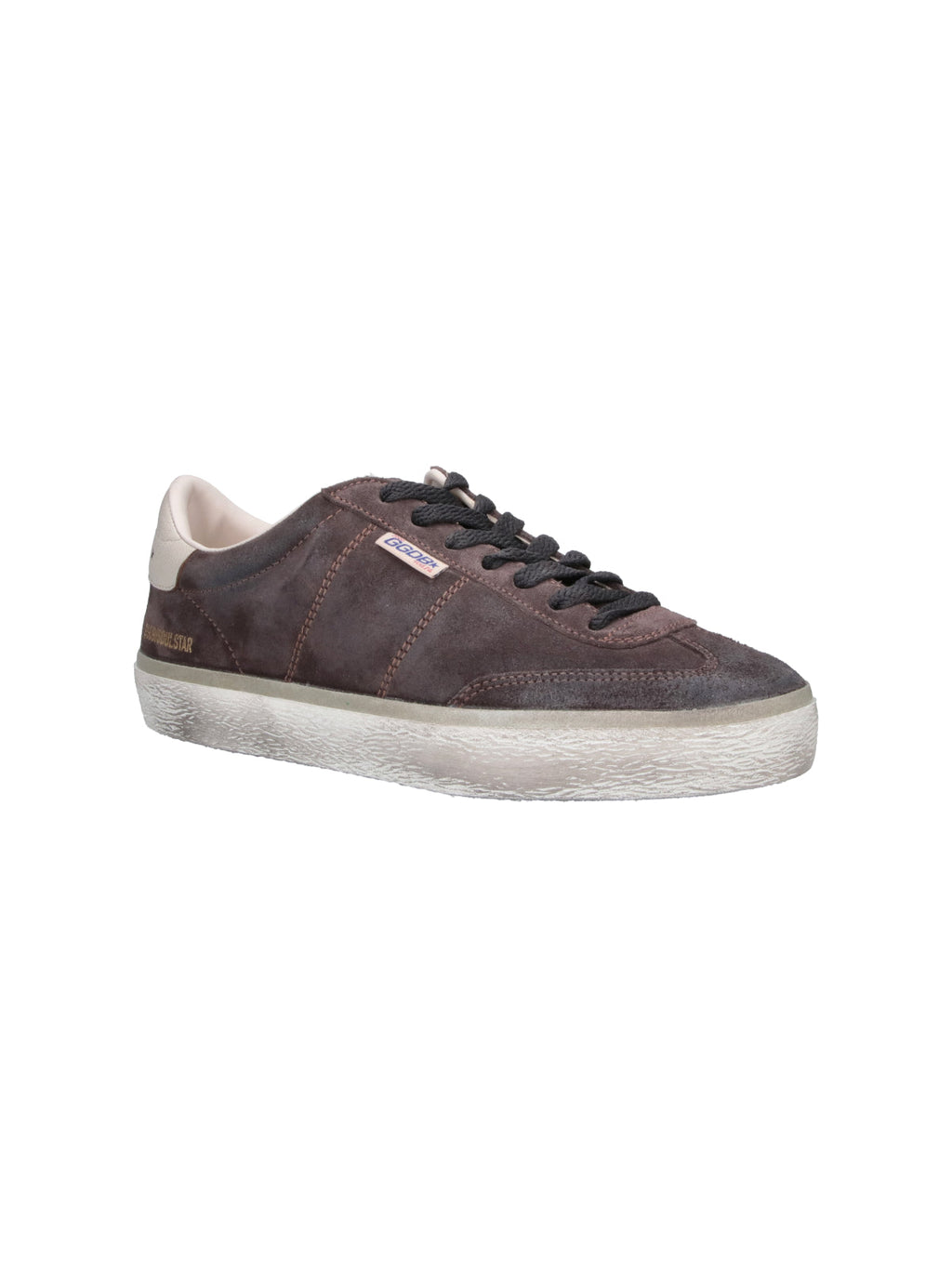 Low-Top Vintage Brown Suede Sneakers with Gold Accents