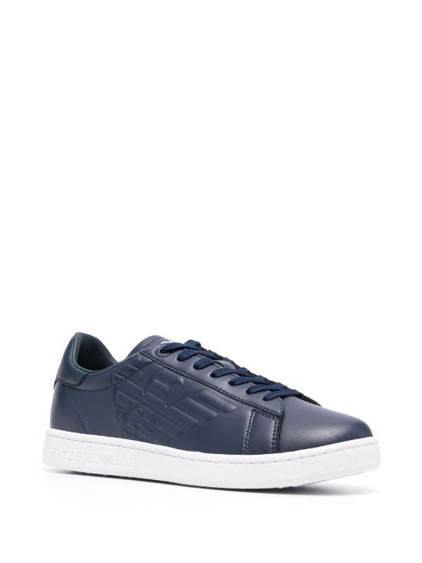Blue Tennis Dynamic Low-Top Leather Sneakers