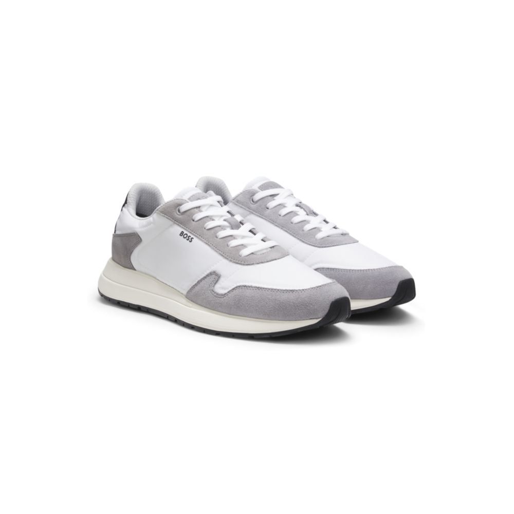 Lace-up sneakers in lightweight fabric with suede trims