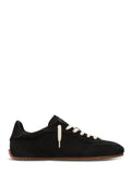 Low-Profile Black Suede Sneakers with Textured Gum Sole