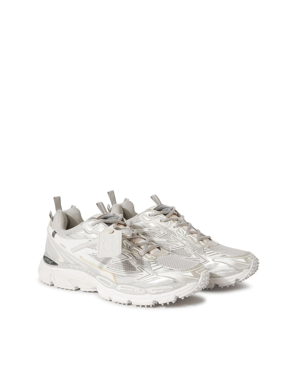 Light Grey and Silver Sneakers with Mesh