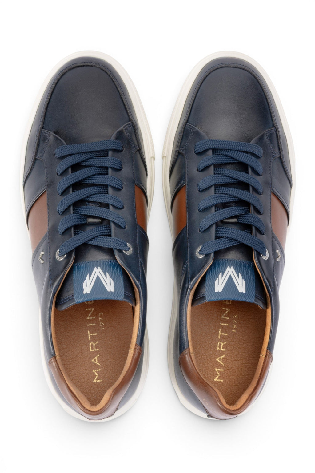 Martinelli Men's Blue Leather Sneakers Trainer Shoes - Hastings