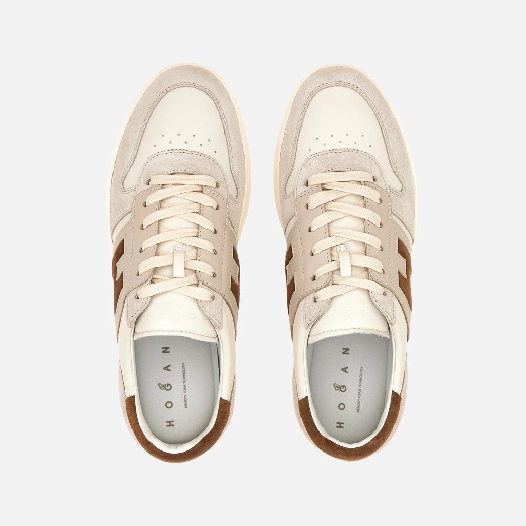 H668 Allacciato H Banda Sneakers in Beige Brown