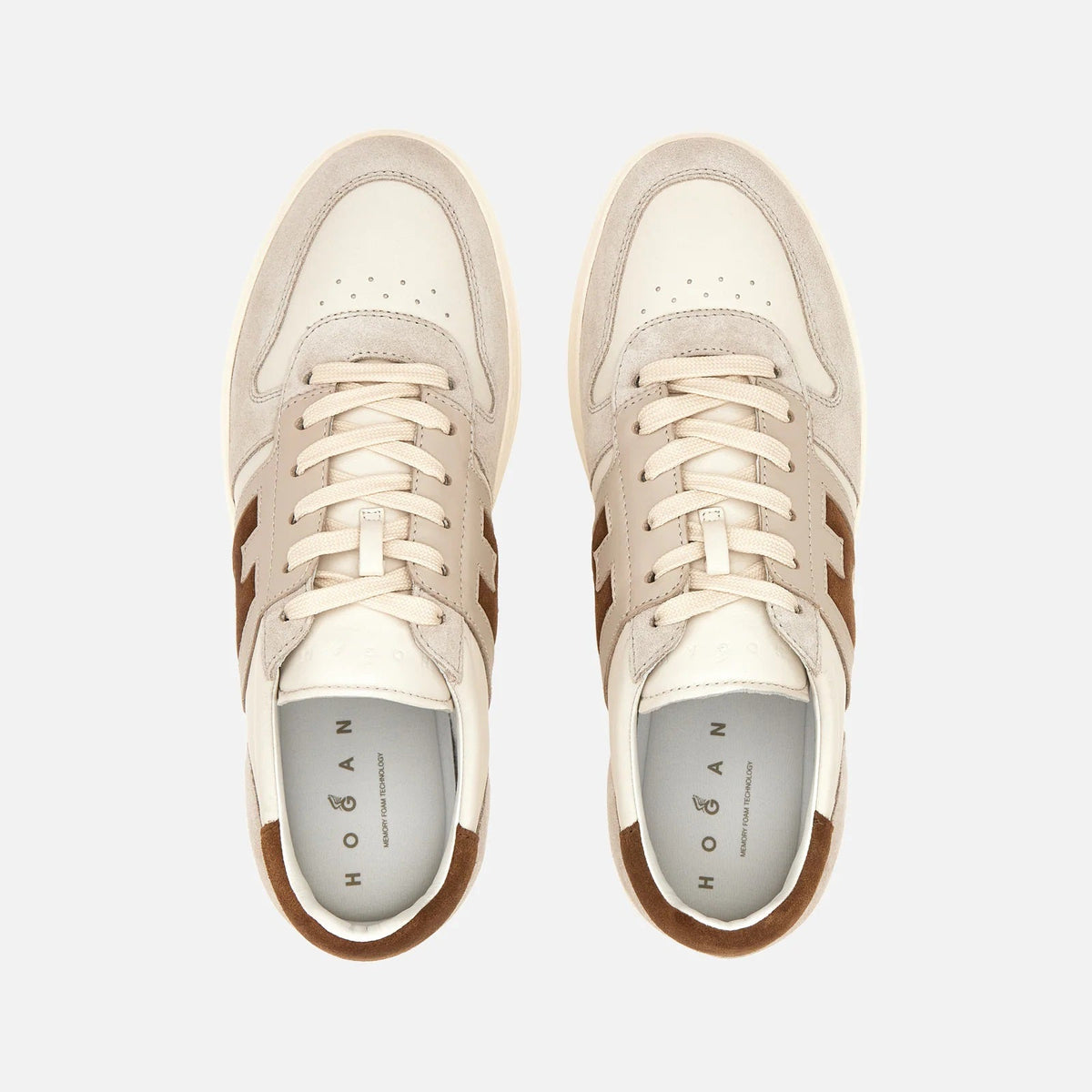 H668 Allacciato H Banda Sneakers in Beige Brown