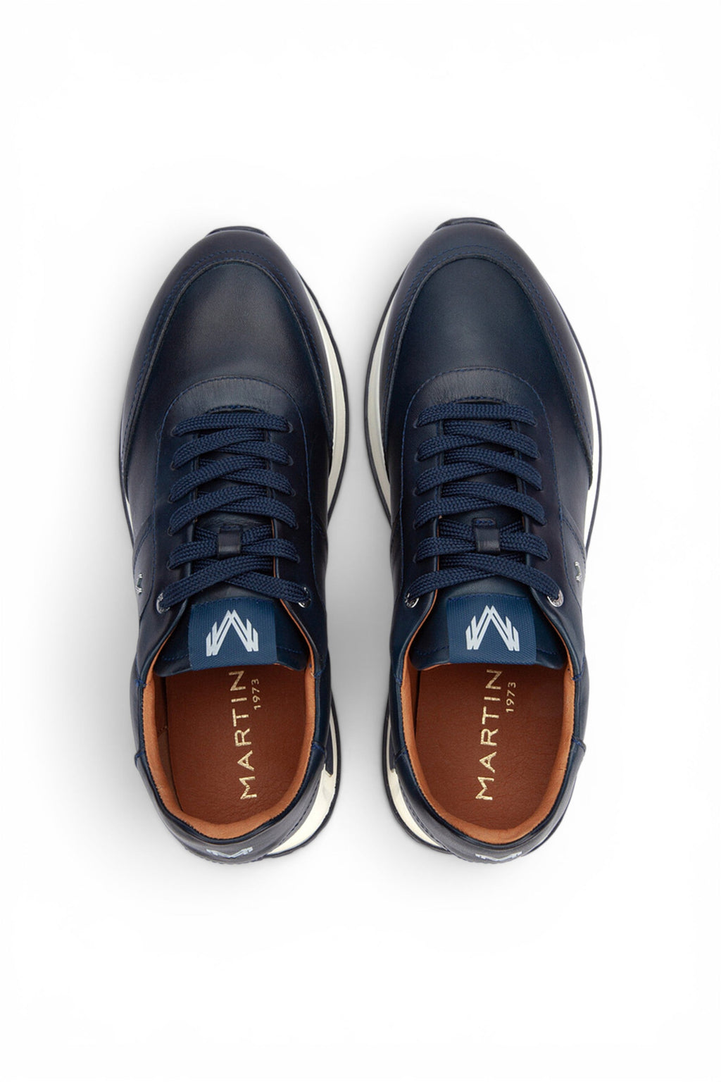 Martinelli Men's Blue Leather Sneakers Trainer Lace-Up Shoes - Hanbury
