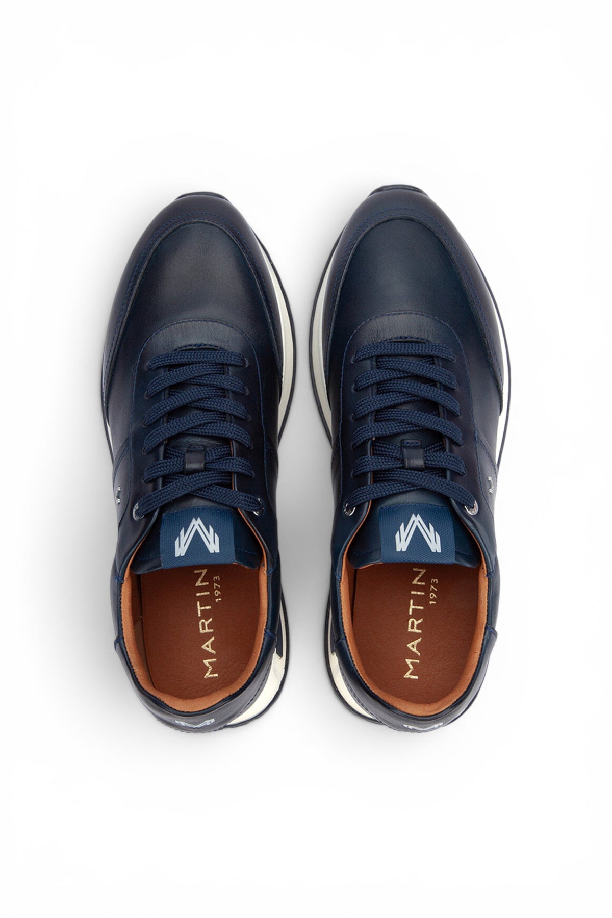Martinelli Men's Blue Leather Sneakers Trainer Lace-Up Shoes - Hanbury