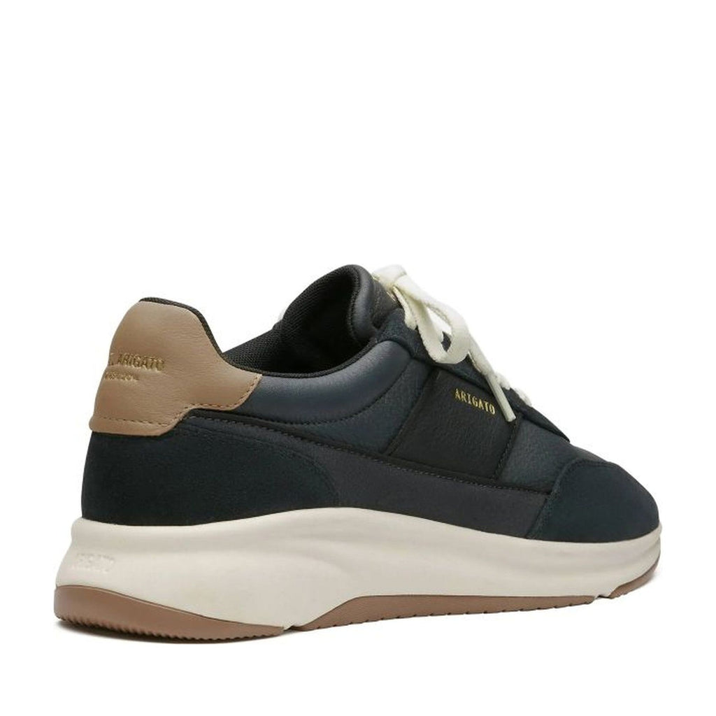 Black Genesis Neo Runner Leather Suede Accents Sneakers