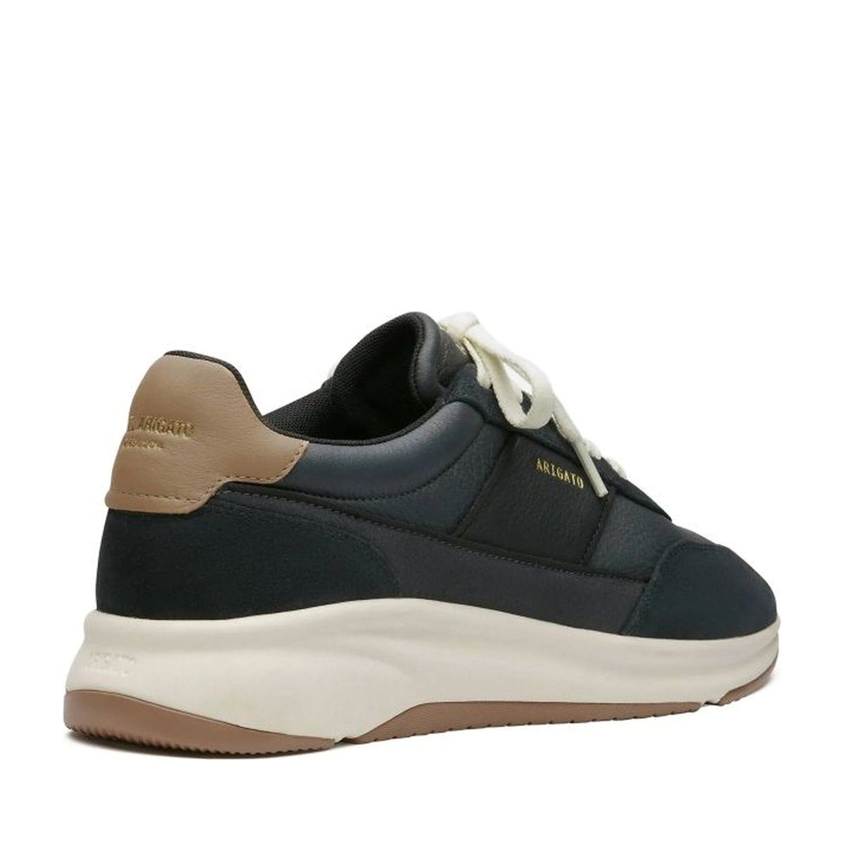 Black Genesis Neo Runner Leather Suede Accents Sneakers