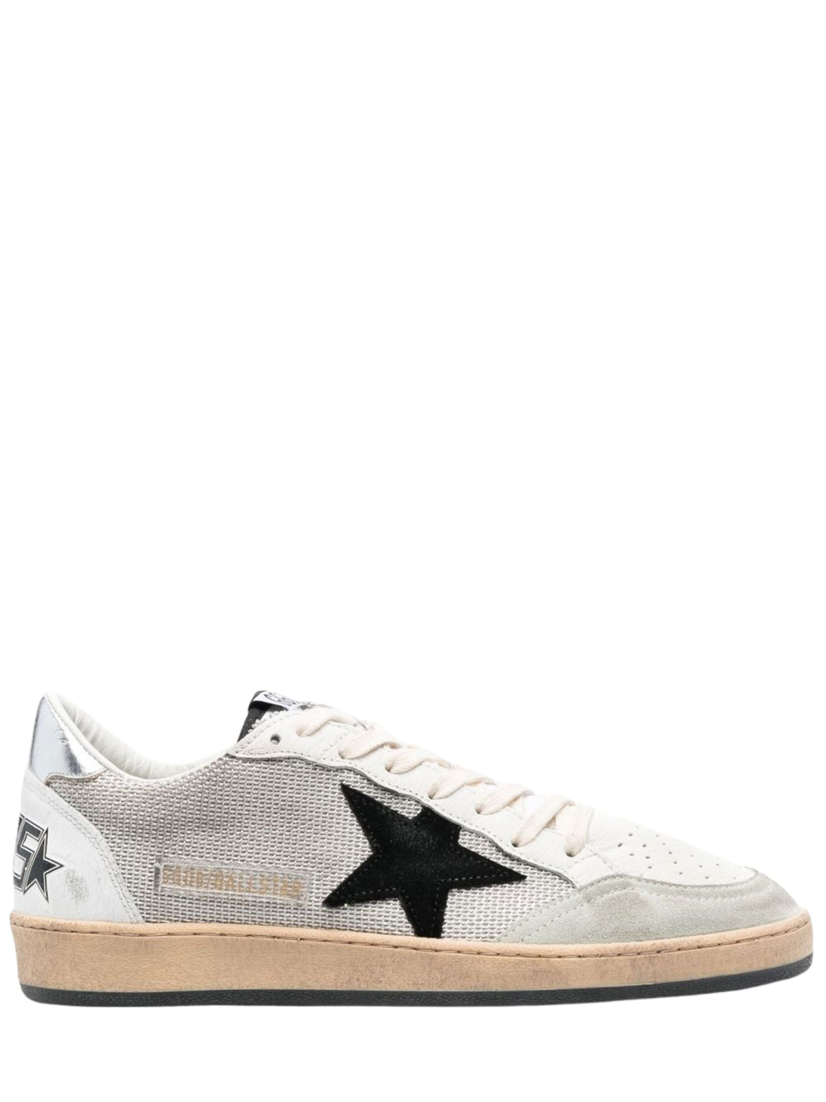 Black Iconic Star Detail Grey Mesh Low-Top Sneakers