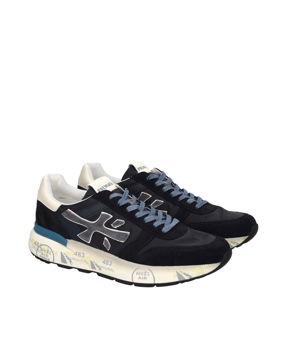 Blue Mick Calf Goat Leather Sneakers